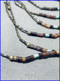 10 Tier Very Rare Vintage Navajo Turquoise Heishi Sterling Silver Necklace Old