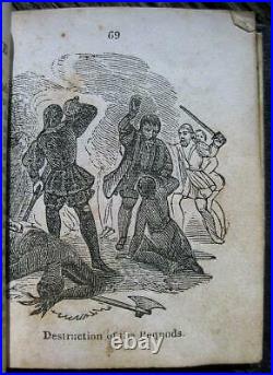 1850 INDIANS OF AMERICA Rare MINIATURE BOOK New England OLD WEST Indian WAR