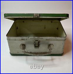 1955 Rare Davy Crockett Metal Lunch Box & Thermos Holtemp Bear Native American