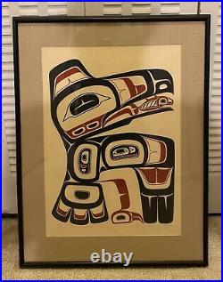 1978 Freda Diesing Haida Native American Style Print Art Work Raven With Fish RARE