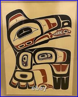 1978 Freda Diesing Haida Native American Style Print Art Work Raven With Fish RARE