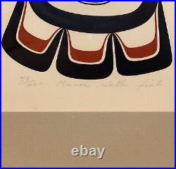 1978 Freda Diesing Haida Native American Style Print Art Work Raven With Fish RARE