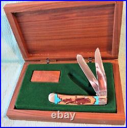 1991 RARE Case XX Native American Turquoise WOLF DANCER TRAPPER Pocket Knife Box