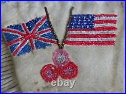 19th. C. Rare Native American Indian Duel Flag Gauntlet Gloves, USA & British
