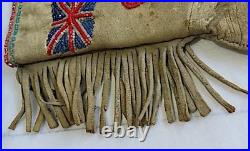 19th. C. Rare Native American Indian Duel Flag Gauntlet Gloves, USA & British