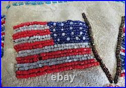 19th. C. Rare Native American Indian Duel Flag Gauntlet Gloves, USA & British
