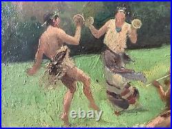 19th Century Impressionism Winslow HOMER Rare Native American Dance Oil Canvas