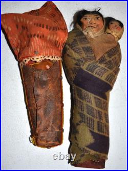 2 MARY FRANCES WOODS NATIVE AMERICAN INDIAN DOLLS! VERY OLD RARE! Hand Painted