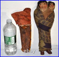 2 MARY FRANCES WOODS NATIVE AMERICAN INDIAN DOLLS! VERY OLD RARE! Hand Painted