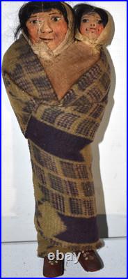 2 MARY FRANCES WOODS NATIVE AMERICAN INDIAN DOLLS! VERY OLD RARE! Hand Painted