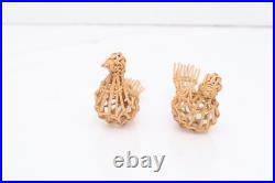 2 RARE Hupa Yurok Karuk Openwork Basket Native American FIGURAL BIRDS EFFIGIES