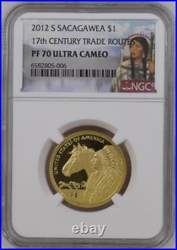2012-s $1 Sacagawea Native American Ngc Pf70 Ucam Trade Routes Rare R-3 Top Pop