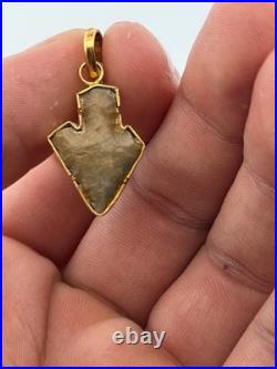 21k Gold Native American Signed Authentic Arrow Head Pendant Gold Vintage Rare