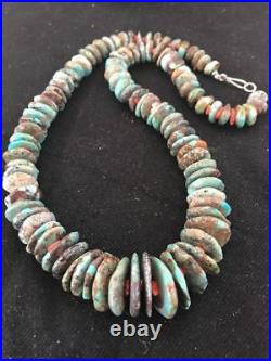 23 Rare Native American Navajo Turquoise Sterling Silver Spiny Necklace A130