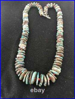 23 Rare Native American Navajo Turquoise Sterling Silver Spiny Necklace A130