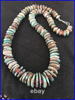 23 Rare Native American Navajo Turquoise Sterling Silver Spiny Necklace S118