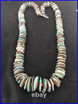 23 Rare Native American Navajo Turquoise Sterling Silver Spiny Necklace S118