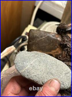 2Authentic Michigan Native American Indian Stone Axe Head Ancient Rare Artifact