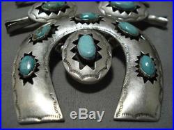 331 Gram Vintage Navajo Rare Turquoise Sterling Silver Squash Blossom Necklace