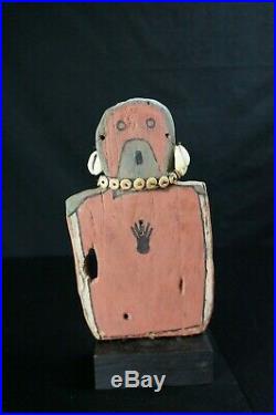 77# RARE! Antique Kachina DOLL PANEL, With Necklace SHELL Earrings, Mid 20th