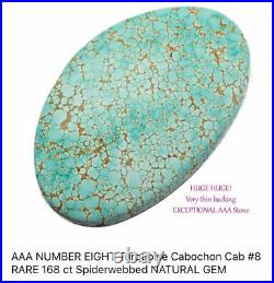 #8 NUMBER EIGHT Turquoise Cabochon Cab RARE 168ct Spiderwebbed NATURAL GEM