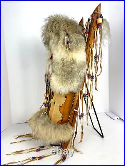 A Beautiful and Rare Native American Baby Papoose Cradleboard Doll Wall Hanging