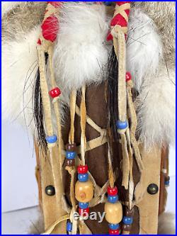 A Beautiful and Rare Native American Baby Papoose Cradleboard Doll Wall Hanging