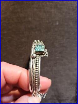 AC HENRY Sighed Vtg. Turquoise Sterling Silver Cuff Bracelet Very Rare