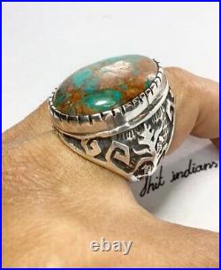 AMERICAN TURQUOISE Native style Royston Mens Sterling silver Size 10.75 Ring Vtg