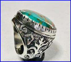 AMERICAN TURQUOISE Native style Royston Mens Sterling silver Size 10.75 Ring Vtg