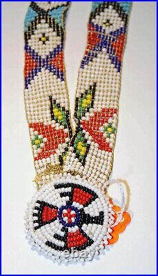 ANTIQUE NATIVE AMERICAN SEED BEAD BELT EAGLE BUCKLE CHILD's WOMEN's RARE