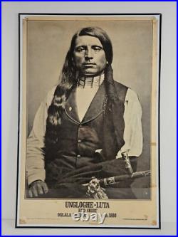 ART Rare Vintage Antique United Native Americans Poster 35x23 Oglala Dakota