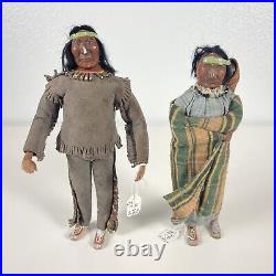 ATQ c1910 Native American Indian Couple Man Woman Baby Papoose 8 Dolls RARE