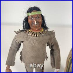 ATQ c1910 Native American Indian Couple Man Woman Baby Papoose 8 Dolls RARE