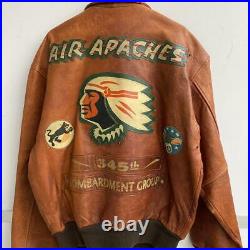 AVIREX A-2 Leather Flight Jacket Native American Backprint Good Taste Rare