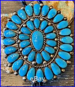 Amazing Rare BIG Zuni ALICE QUAM Sterling Gem Sleeping Beauty Turquoise Bolo Tie
