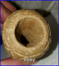 Ancient Native American Effigy Pipe. Very Rare Form! VIKING Effigy! Pos. WV