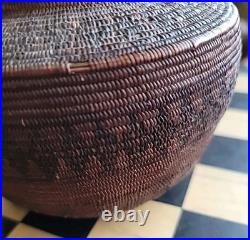 Antique Basket Miniature Native American Coiled Ollah Tight Weave RARE 5×4