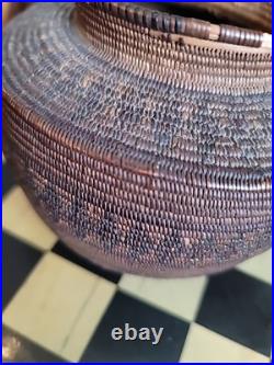 Antique Basket Miniature Native American Coiled Ollah Tight Weave RARE 5×4