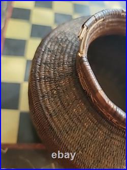 Antique Basket Miniature Native American Coiled Ollah Tight Weave RARE 5×4