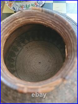 Antique Basket Miniature Native American Coiled Ollah Tight Weave RARE 5×4