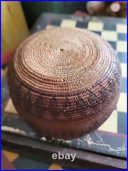 Antique Basket Miniature Native American Coiled Ollah Tight Weave RARE 5×4