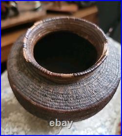 Antique Basket Native American Miniature Ollah RARE Handwoven Great Patina 5×4