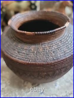 Antique Basket Native American Miniature Ollah RARE Handwoven Great Patina 5×4