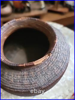 Antique Basket Native American Miniature Ollah RARE Handwoven Great Patina 5×4