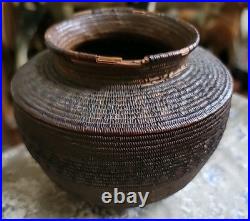 Antique Basket Native American Miniature Ollah RARE Handwoven Great Patina 5×4
