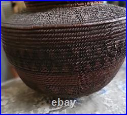 Antique Basket Native American Miniature Ollah RARE Handwoven Great Patina 5×4