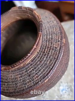 Antique Basket Native American Miniature Ollah RARE Handwoven Great Patina 5×4