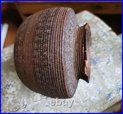 Antique Basket Native American Miniature Ollah RARE Handwoven Great Patina 5×4