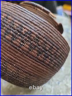 Antique Basket Native American Miniature Ollah RARE Handwoven Great Patina 5×4